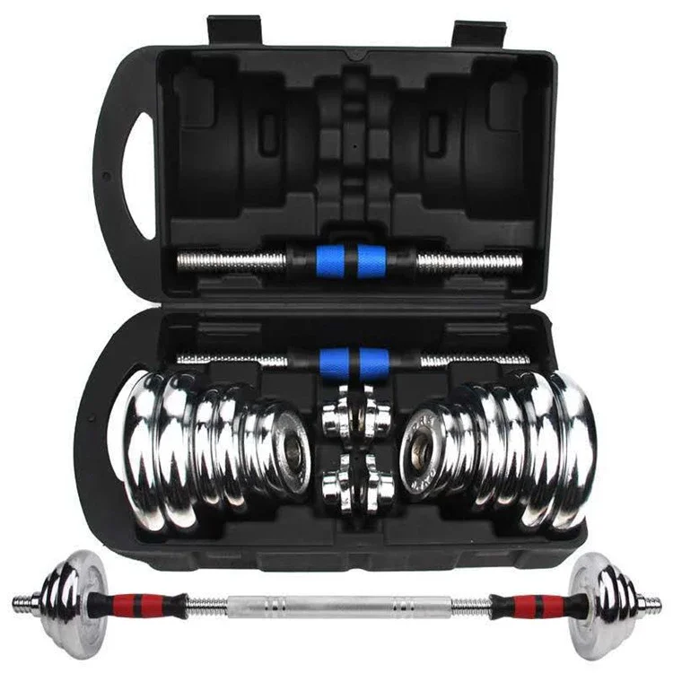 
Cheap price weight lifting 10/15/20/25/30 KGS portable electroplating adjustable dumbbell barbell sets home gym equipment 