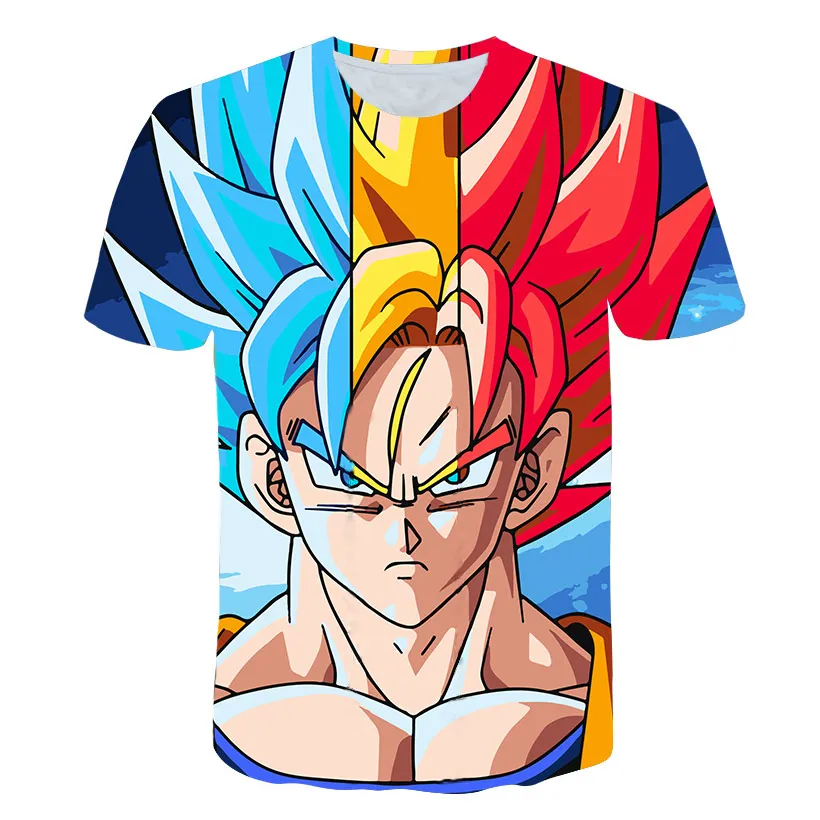 Wholesale comic character polyester t shirts man camisetas goku t shirt men 3d anime