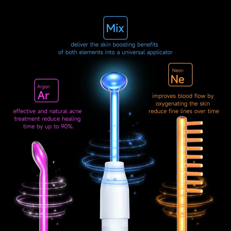 New best seller handheld skin rejuvenation high frequency wand ele facial wand portable high frequency facial machine 7 in 1