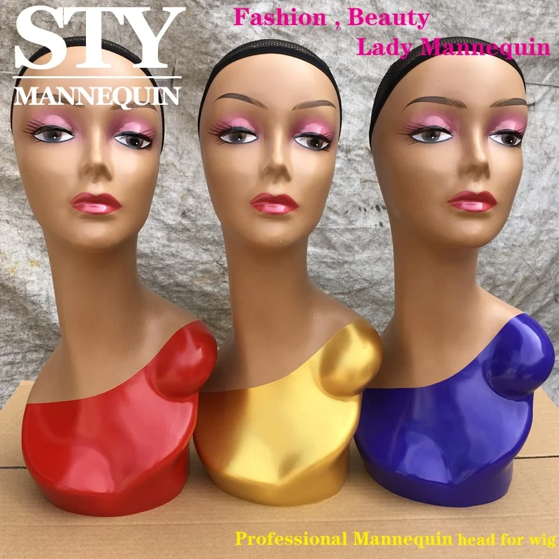 brown mannequin head  female mannequin head with shoulders for wigs display mannequin head for wig