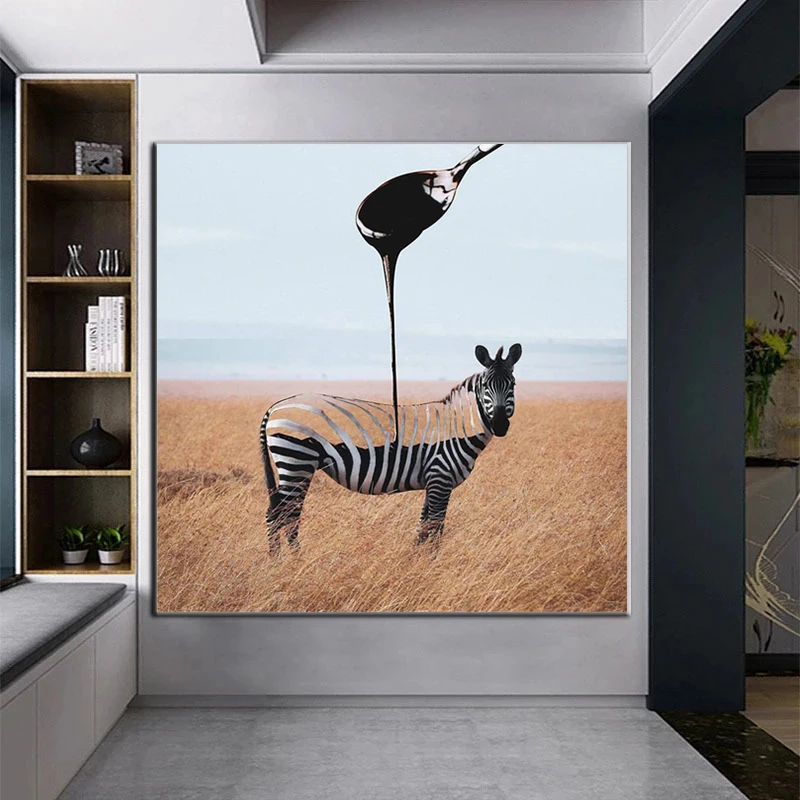 Abstract Animal Zebra Posters Prints Canvas Painting Living Room Creative Wall Art Picture Modern Bedroom Home Decoration Cuadro