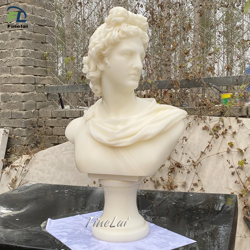 Famous Classic carved stone greek apollo marble bust statue sculpture for sale