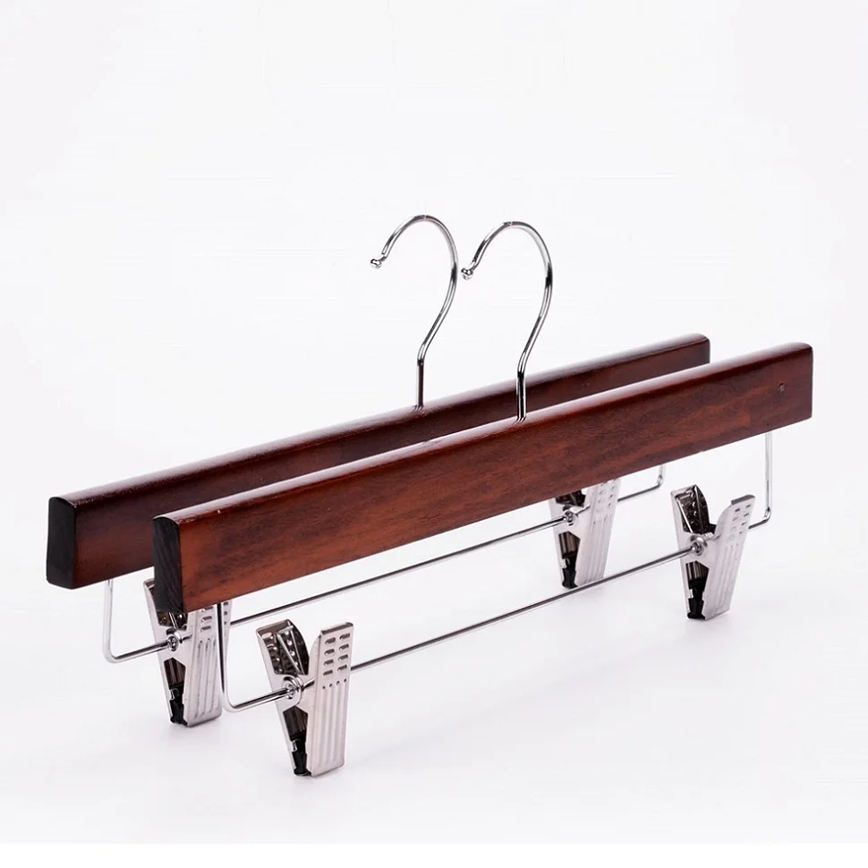 Inspring cheap wooden trouser clamp wardrobe pants hanger for skirt