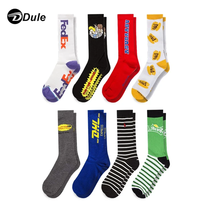 best design OEM logo brand socks custom men crew sport socks no minimum order custom label polyester bamboo cotton socks women