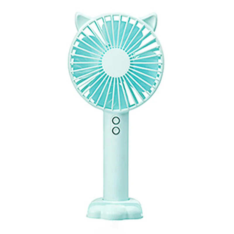 Handheld electronic cat shaped  mini usb fan parts with led light and phone holder N10 fan