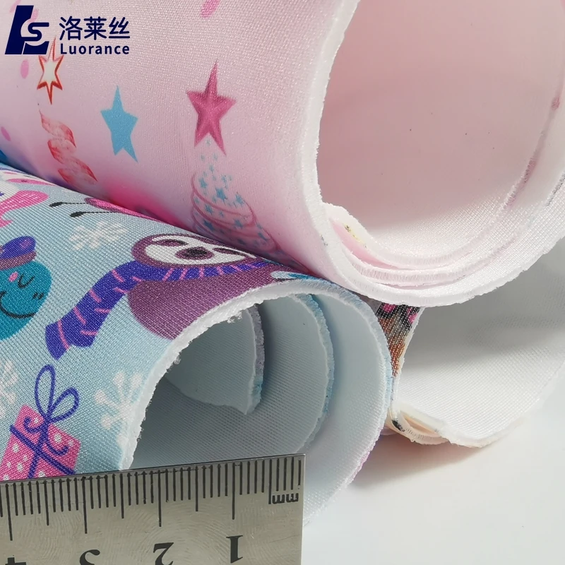 Good quality 330gsm custom design printed stretch neoprene techno scuba knit fabric for bows