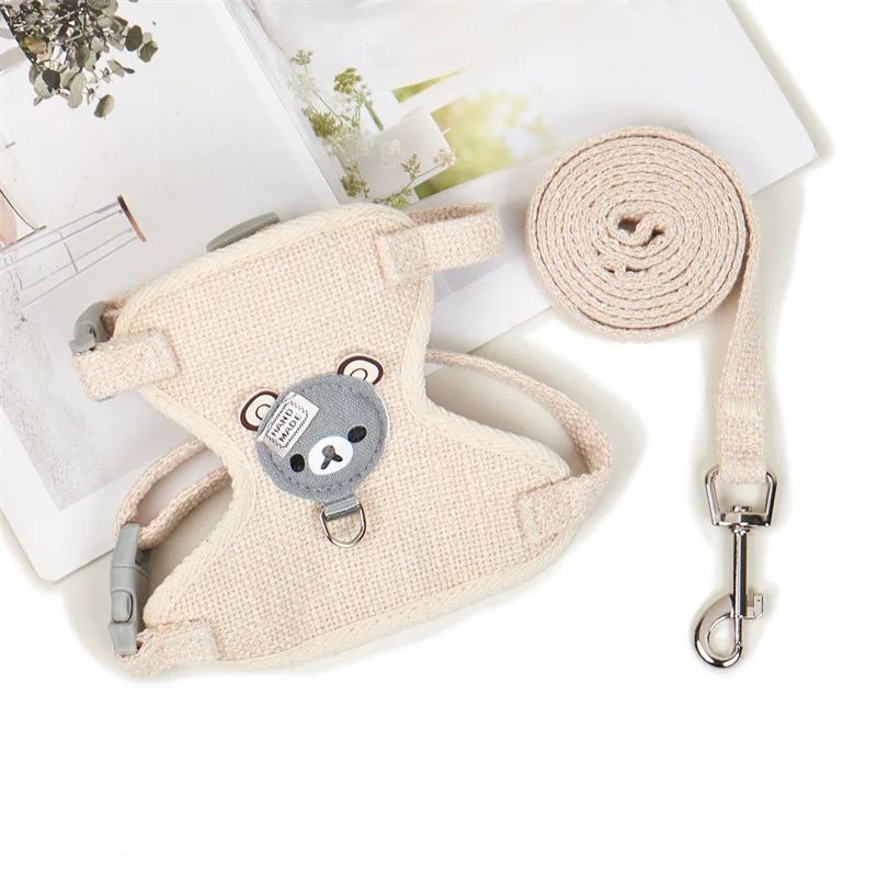 Dog leash vest style teddy bear small dog chest strap, cat walking rabbit leash pet Supplies