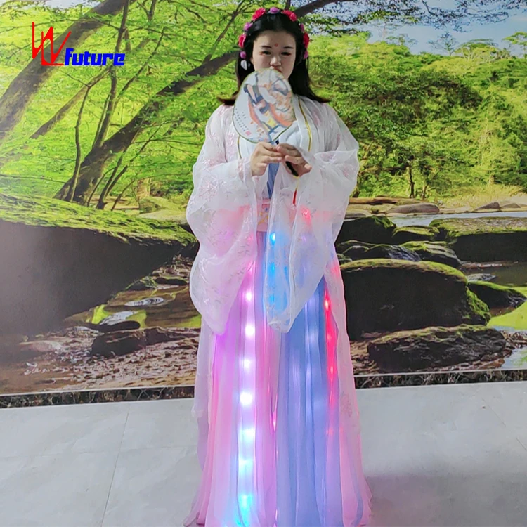 Traditional Chinese LED Hanfu Ancient Clothing Changing Color LED Fairy Costume Boys Dance Stage Performance Ballroom Robot Sets