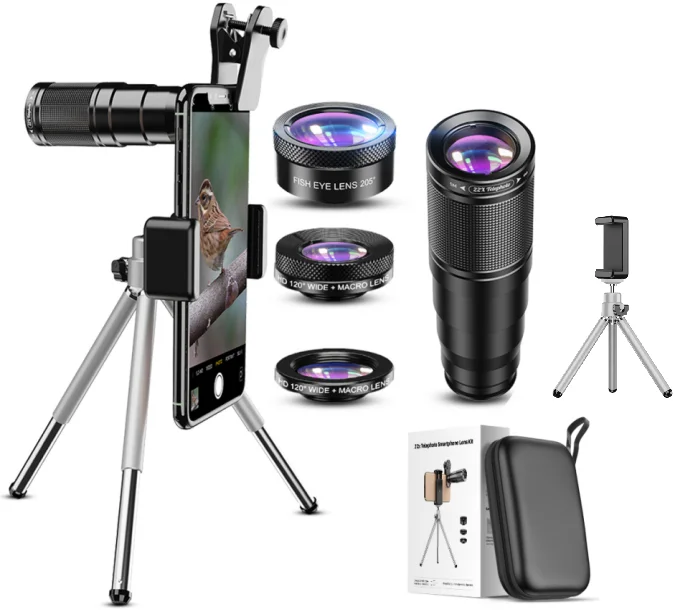 Набор объективов APEXEL 22X телескоп 198 градусов рыбий глаз 0.63x широкоугольный 15x макро объектив Комплект