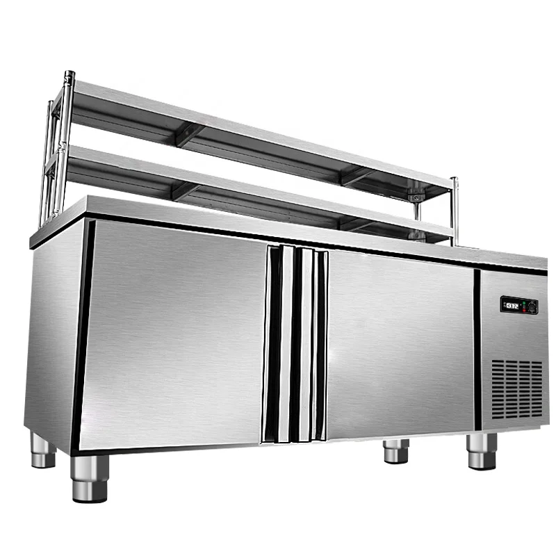 Stainless commercial salad pizza bar counter prep table display fridge refrigerator New Style