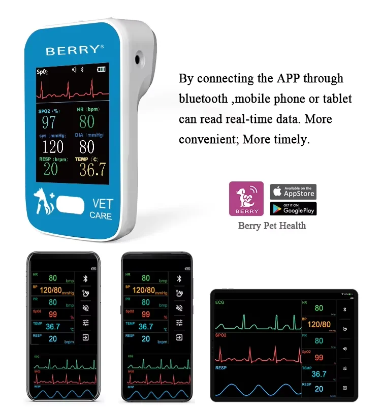 TFT-LCD Screen Type-c Interface Pet Clinics Home Care Multifunctioinal Veterinary Monitor Equipment Portable