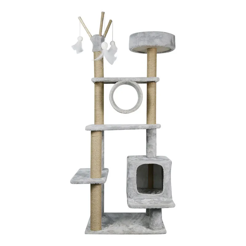 Wholesale Hot Selling Large Size Wooden Pet Scratcher House Tower Plush Cat Tree For Large Cats Tree House