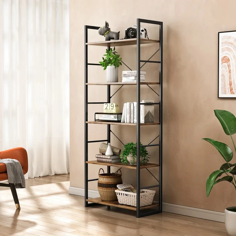 Modern 2024 New in Home Living Room Furniture Solid Wood TV Stand with Library Bookshelves