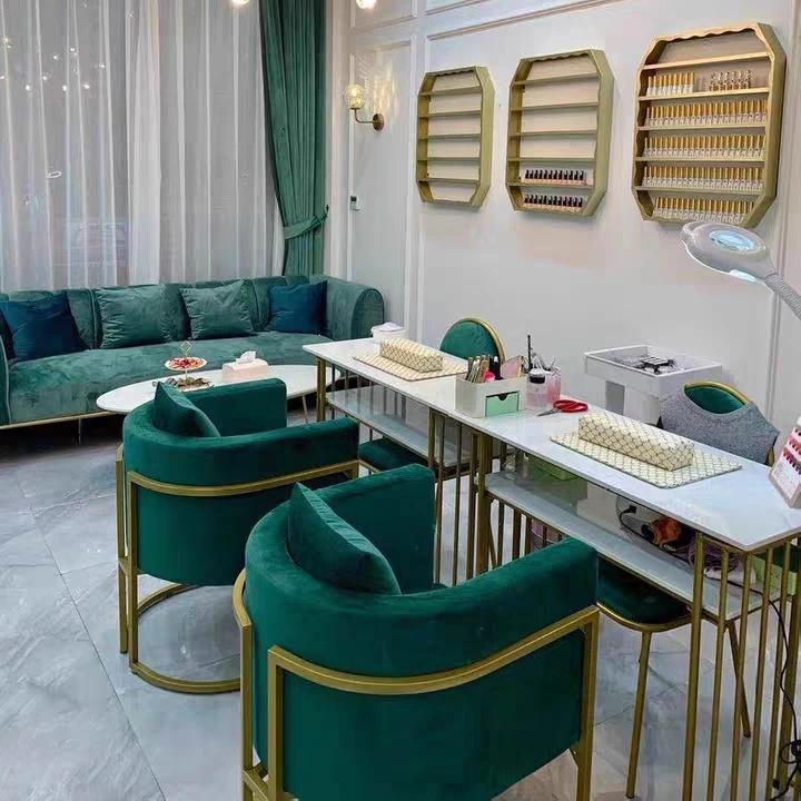 nail desk green nail table and chair set