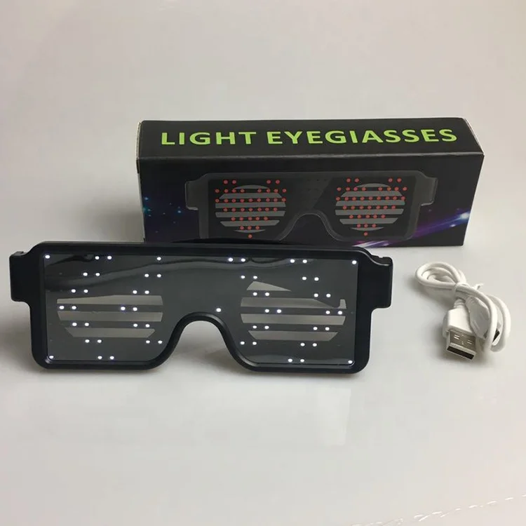 USB перезаряжаемые светодиодные солнцезащитные очки Rave Party 8 динамических моделей праздничные украшения Хэллоуин Новый год День Благодарения