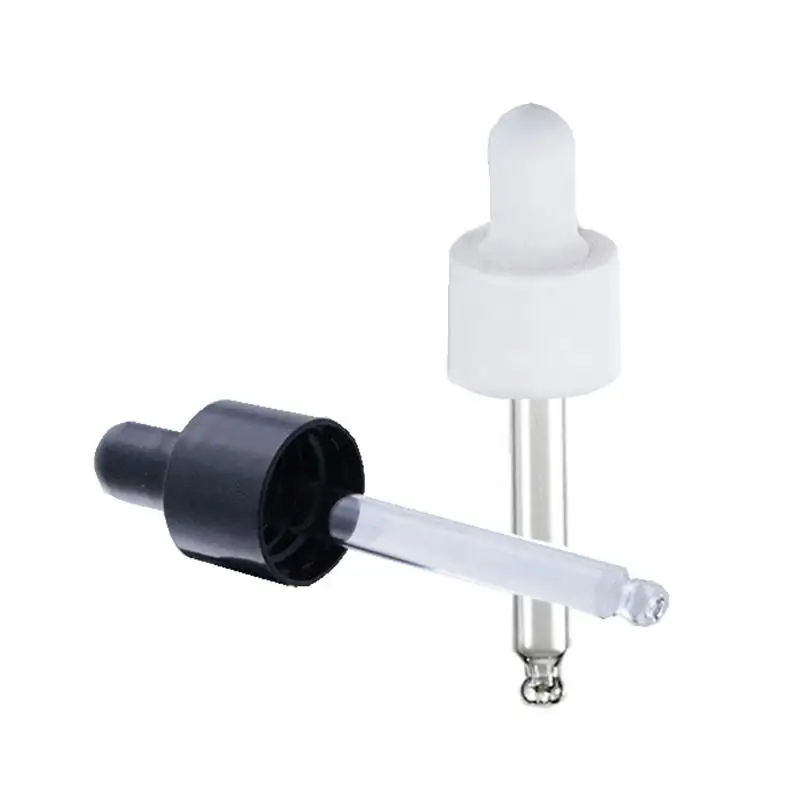 20/415 20/400 20/410 Aluminum Dropper Pipette Gold Silver Serum Dropper Screw Cap With Glass Straw Plastic Droplet