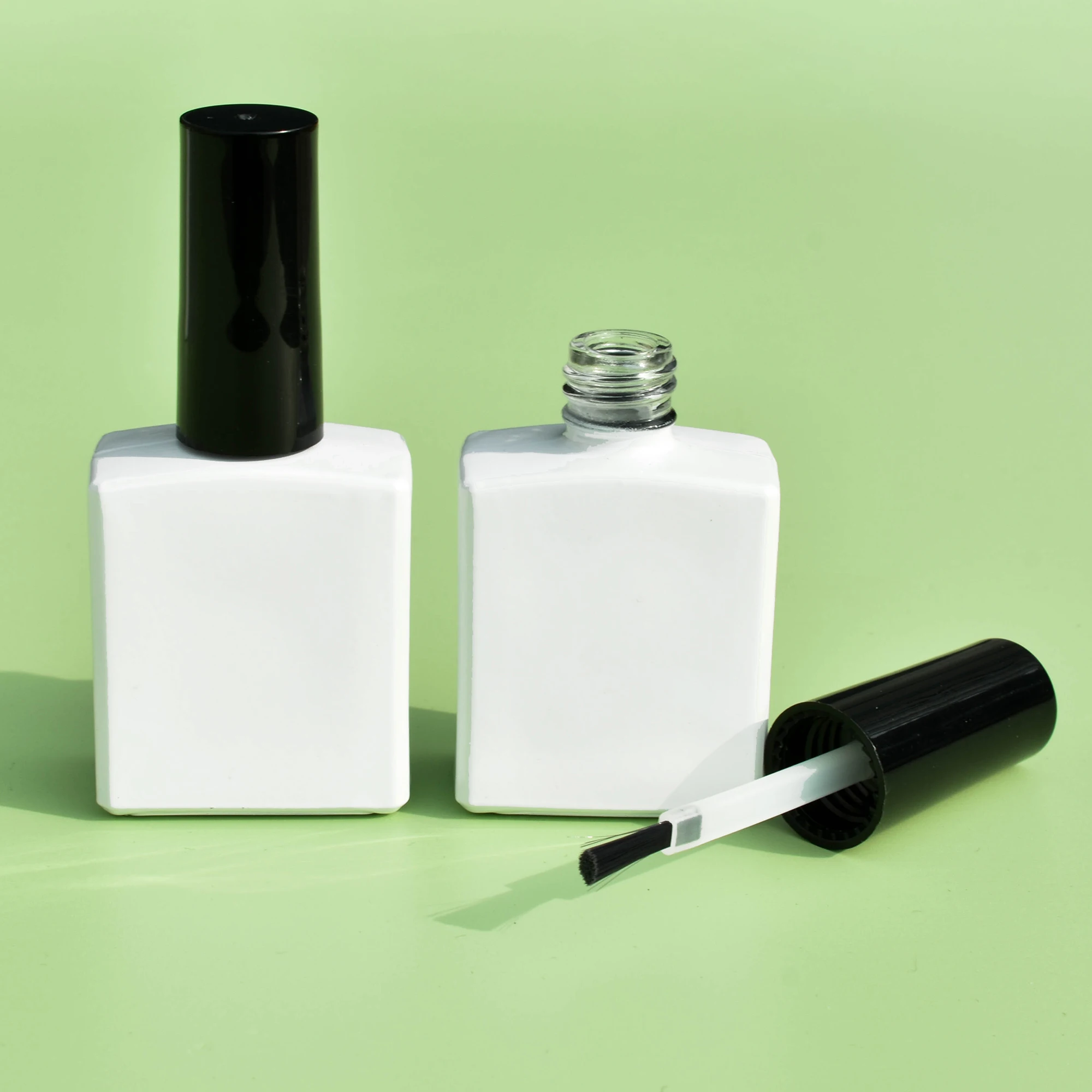 Empty matte Frosting Wholesale 15ml Clear Empty Cosmetic Nail Polish Glass bottle with Brush Cap Glass Nail Gel Bottle Container