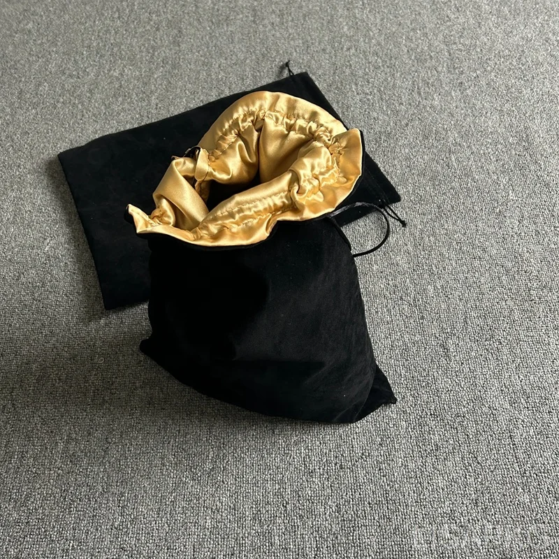 Custom wholesale double sided bag satin velvet wig pouch gift velvet pouch wig dust bag lace wig bags