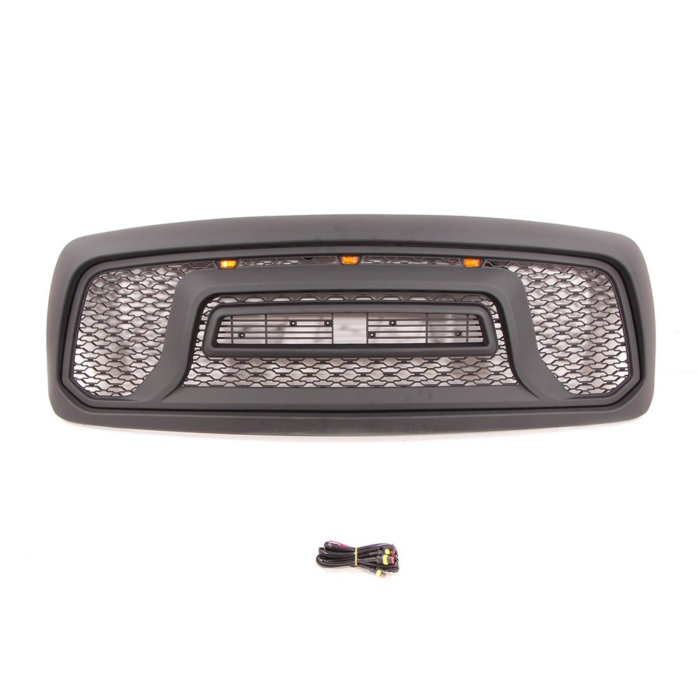 Black Hood Upper Grille With Lights  Fit For Dodge Ram 1500 2002-2005