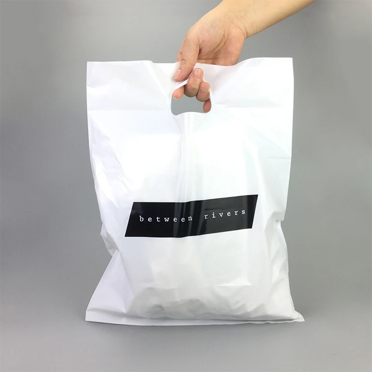 Custom plastic shop shopping carry shopping handle bags pe die cut patch plastic bag with handle