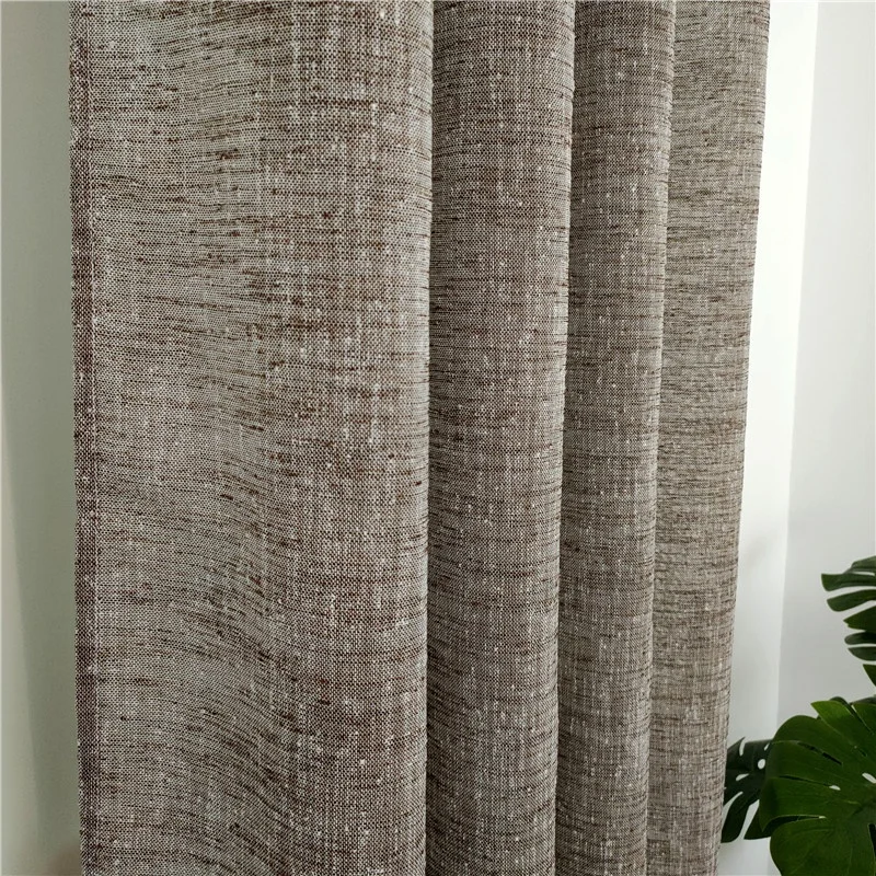 2022 Hot Sale Brown China 100% Polyester Environmental Protection Material recycle fabrics faux linen Curtain