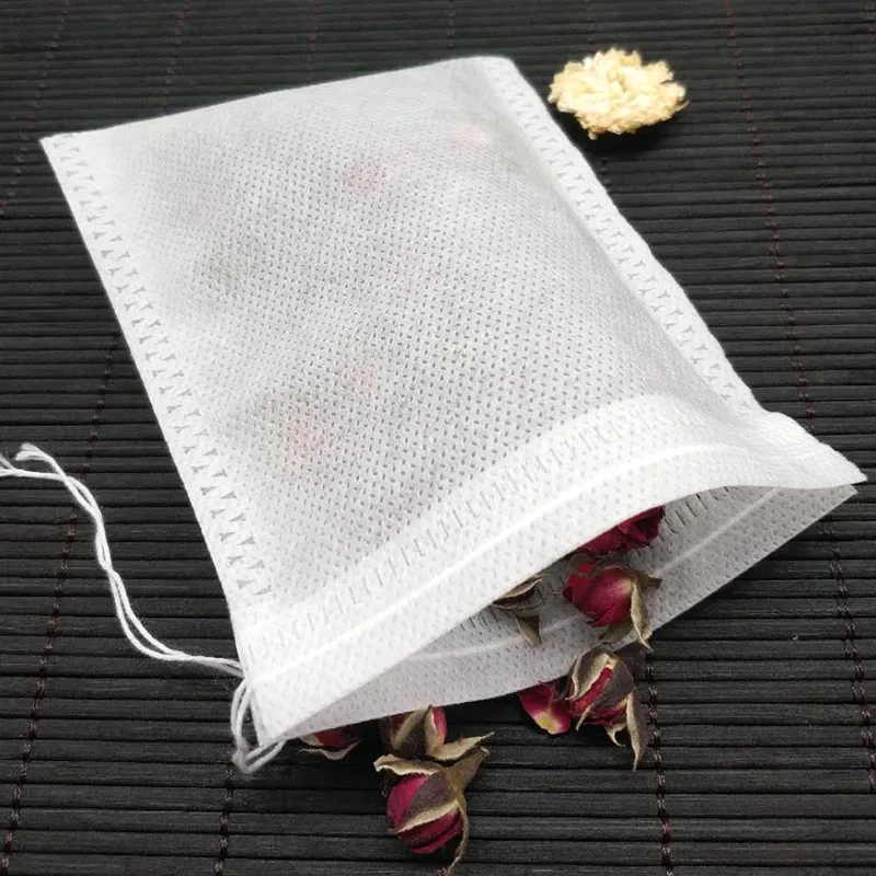 100pcs/bag Different Size Disposable Heat Seal Biodegradable Tea Bags with String Empty Filter non-woven fabrics Tea bag DH8888