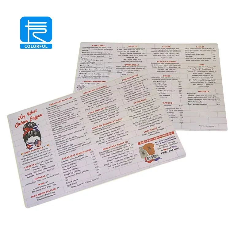 China Factory Cheap Custom Design Anti-alcohol Foldable Waterproof pvc Menu Book Restaurant Menu Printing