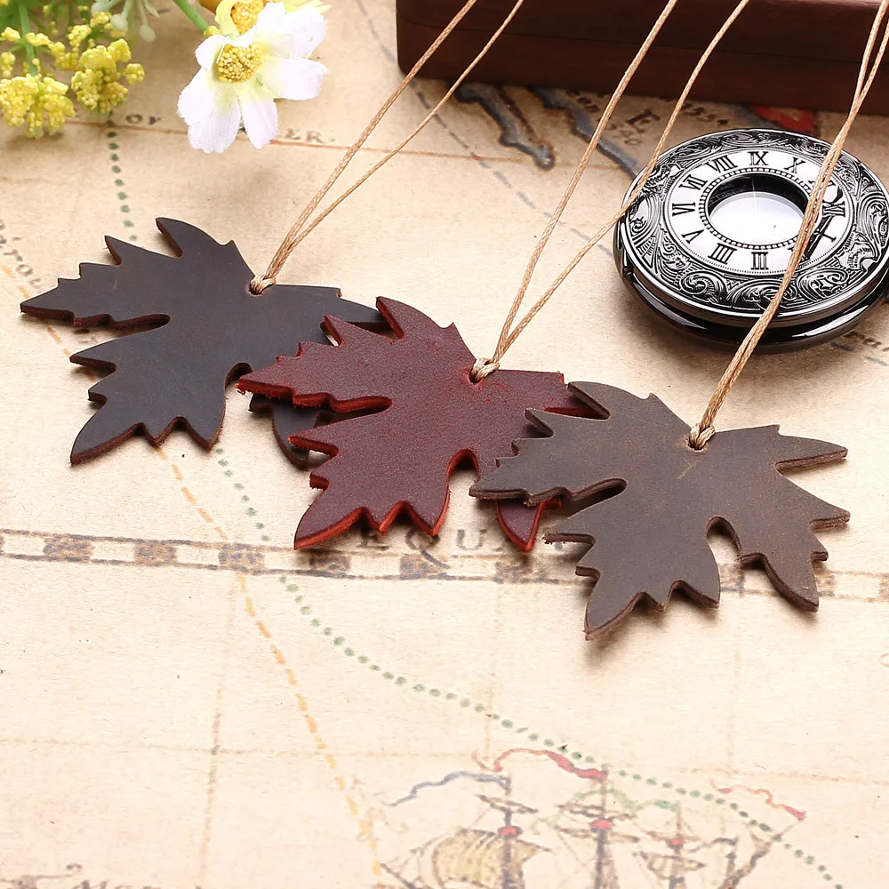 Handmade Genuine Leather Bookmark Top Layer Cowhide Leaves Shape Book Mark