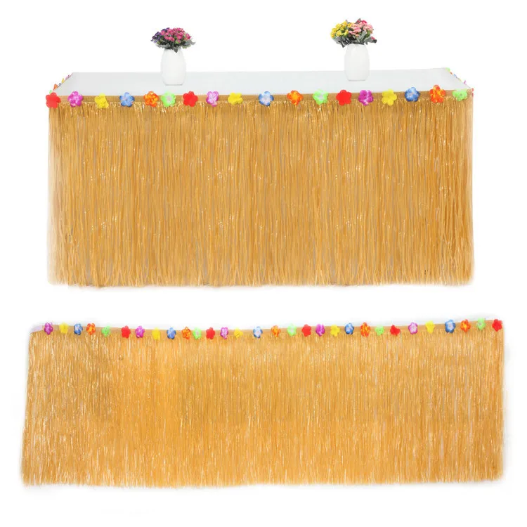 Hawaiian Table Skirt Brown Grass Table Skirts for Birthday Banquet Party Table Skirt