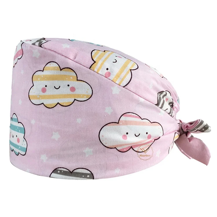 2021 New Custom Unisex Hair Hats Adjustable Doctor Working Nurse Scrub Caps Old Fashion Nurses Hat Hospital Cotton Print Cap