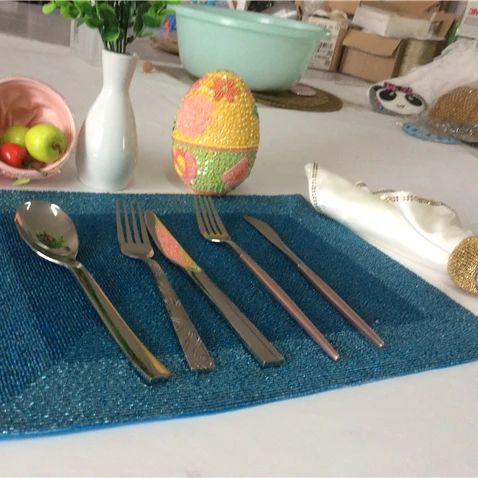 Factory wholesale&custom Beaded Placemats For Dining Table, Wooden Bead Woven Placemat, Hand beads embroidery table runner  03