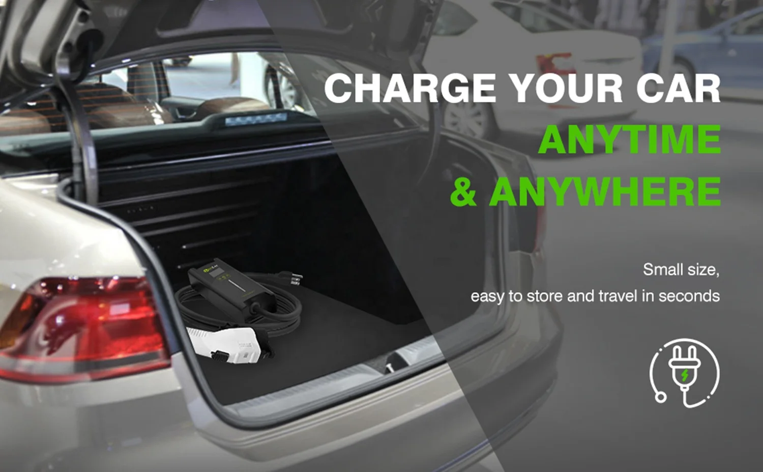 ZENCAR portable evse level 2 charger 32A 220V Type1 plug with CEE wall side plug CE certification