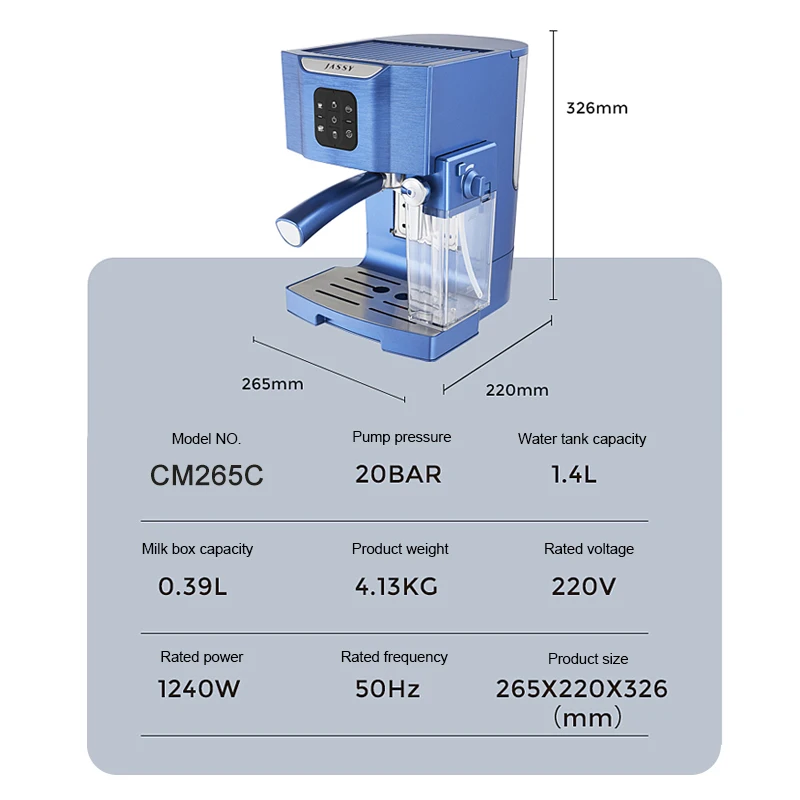 Factory Price Hot Espresso Coffee Maker Commercial Italian Cappuccino Latte Espresso Semi-Automatic Coffee Maker With Milk Tank