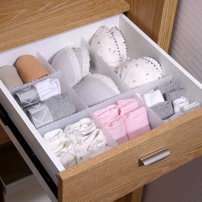 Economic choice free stretching adjustable srorage organizer underwear makeup case PP plastic drawer organizer