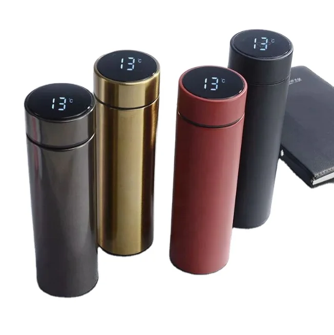 
Champagne smart bottle insulated vacuum water Bottle LED temperature display 