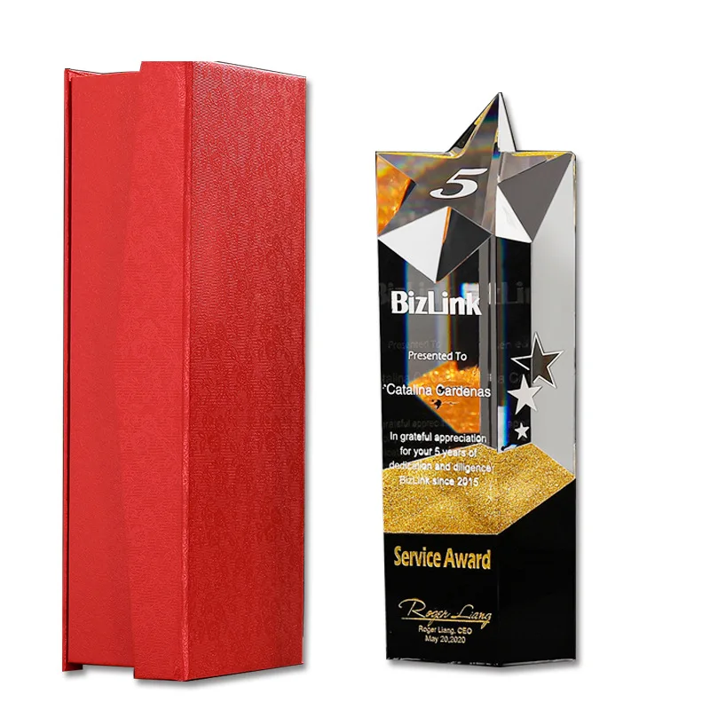 Crystal Trophy Crystal Glass Award Customized Logo Star Glass Plaque Trophy for Winners  Best Manufacturer Crystal Trophy