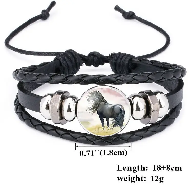 Лидер продаж ювелирные изделия с рисунком лошади для мужчин и женщин модный плетеный кожаный браслет