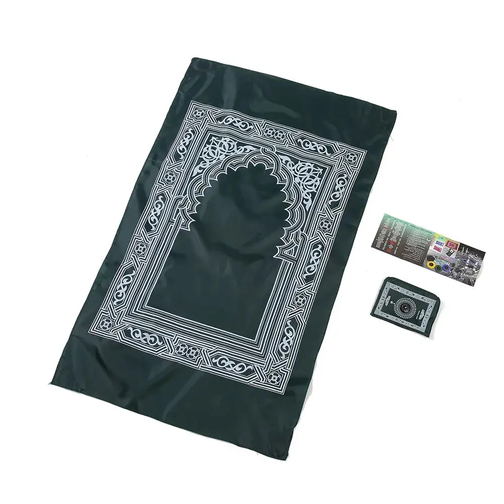 Factory Direct Supply in Stock Cheapest Muslim Islamic Religious Prayer Rug with Compass Pocket Travel Blanket