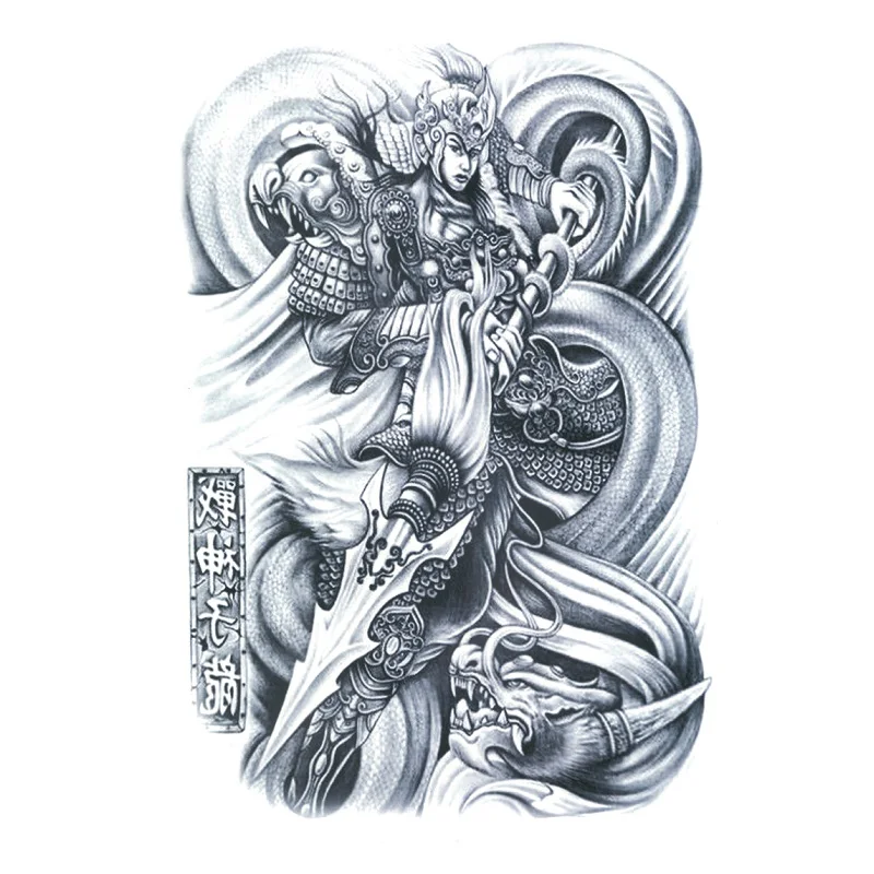 MB stock waterproof cool full  fish flower man and woman tiger large temporary tattoo on back