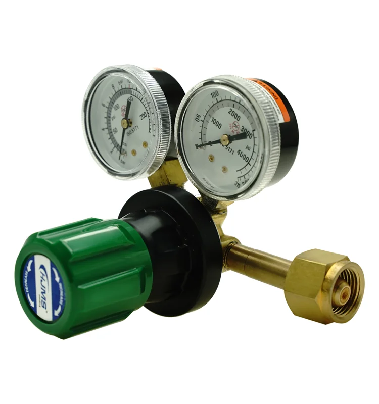 Single stage construction helium  CO2 Nitrogen argon regulator with Twin gauges