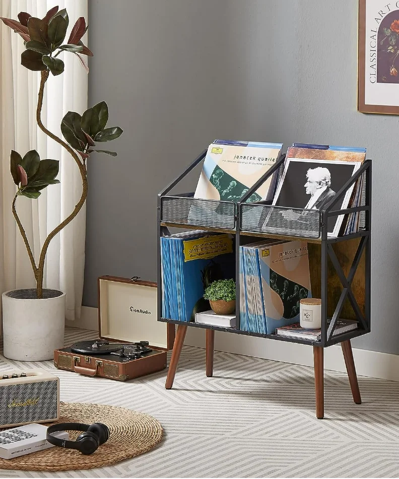 Popular Free Custom Wooden Book Display Rack for Albums Books Magazines Files Record Holder Storage Rack