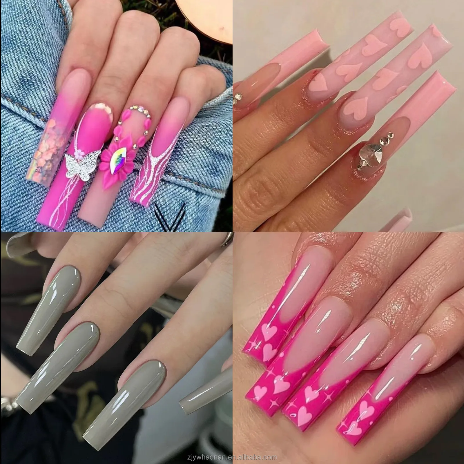 DIY Artificial nail tips false 500pcs bag french tip acrylic c curve clear false xxl coffin nail tips no c curve