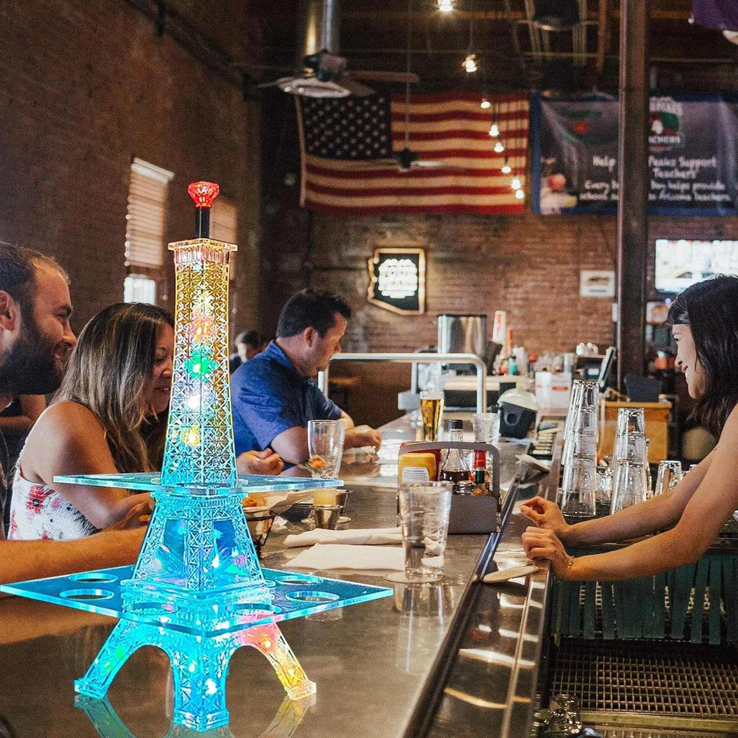 LED Neon Champagne Wine Acrylic Cup Holder, LED Shot Glass Rack for Home and Bar, KTV Night Club and Wedding