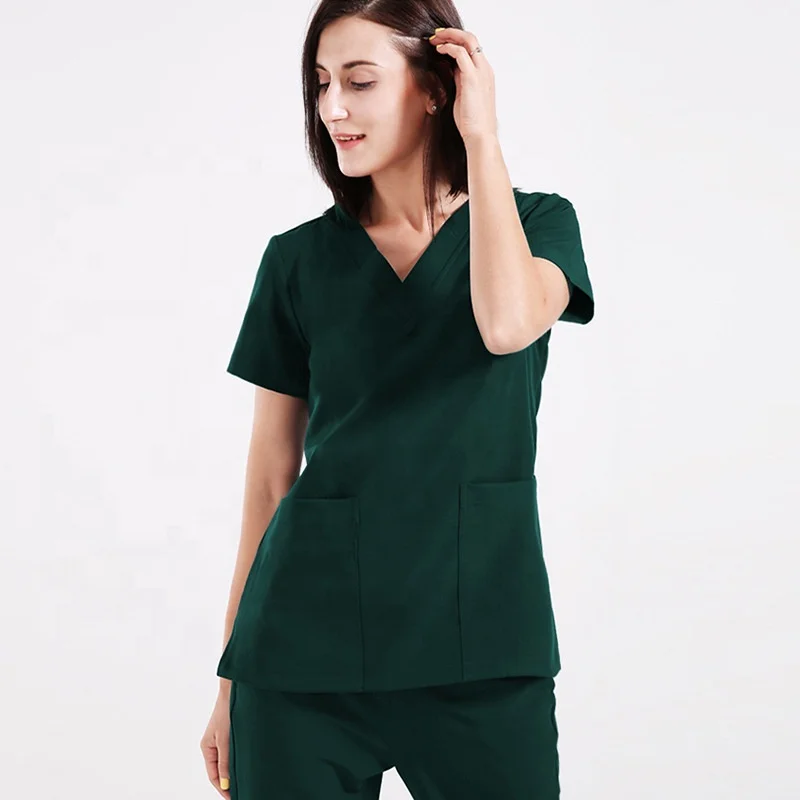 Women healthcare polyester rayon spandex vendors medical scrubs 4 way stretch scrubs uniforms sets nursing scrubs