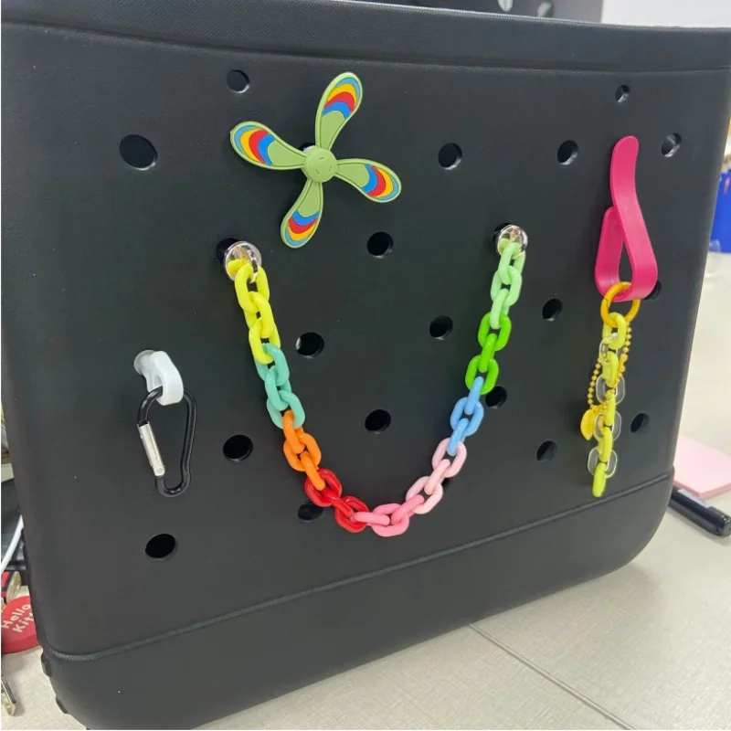 EVA Punched Beach Bag Charms Decoration Silicon Accessories Letter Flower Slipper for Summer Beach Designer  Bags