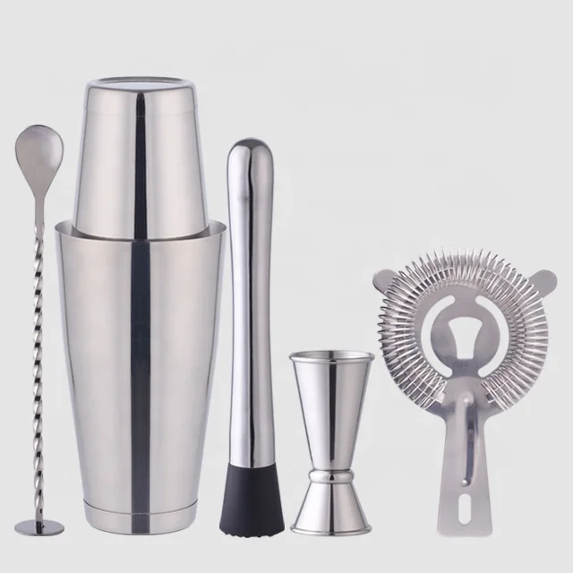 
Factory Direct 800ml rose gold boston cocktail shaker bar stainless steel tools set 