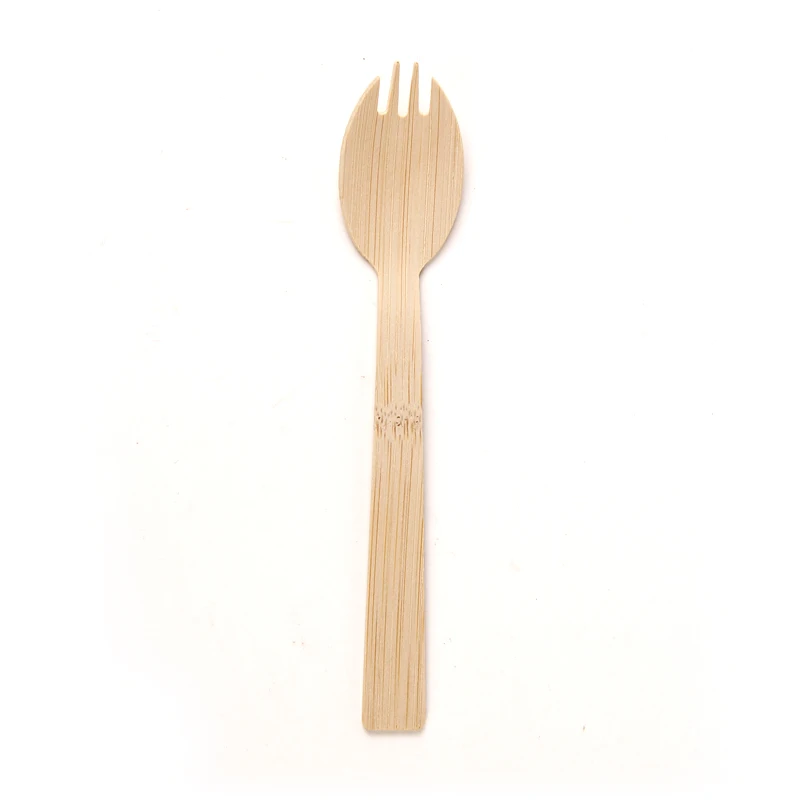 
High Quality Portable Wooden Disposable Bamboo For Food Salad 170mm Utensils Cutlery Fork and Spoon Spork 