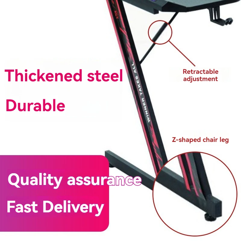 Discount LED Light Black Computer Desk Gaming Table Gamer Desk With Carbon Fiber Gaming Table For Sale