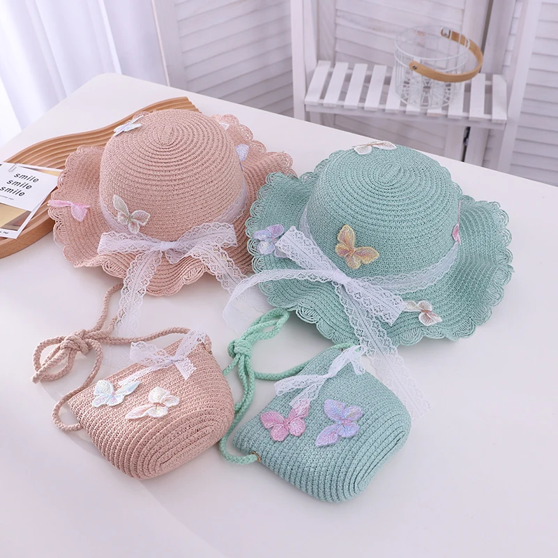 Wide Brim Bucket Visor Hat Kids Summer Outdoor Unisex Strohhut Beach Kids Straw Hats