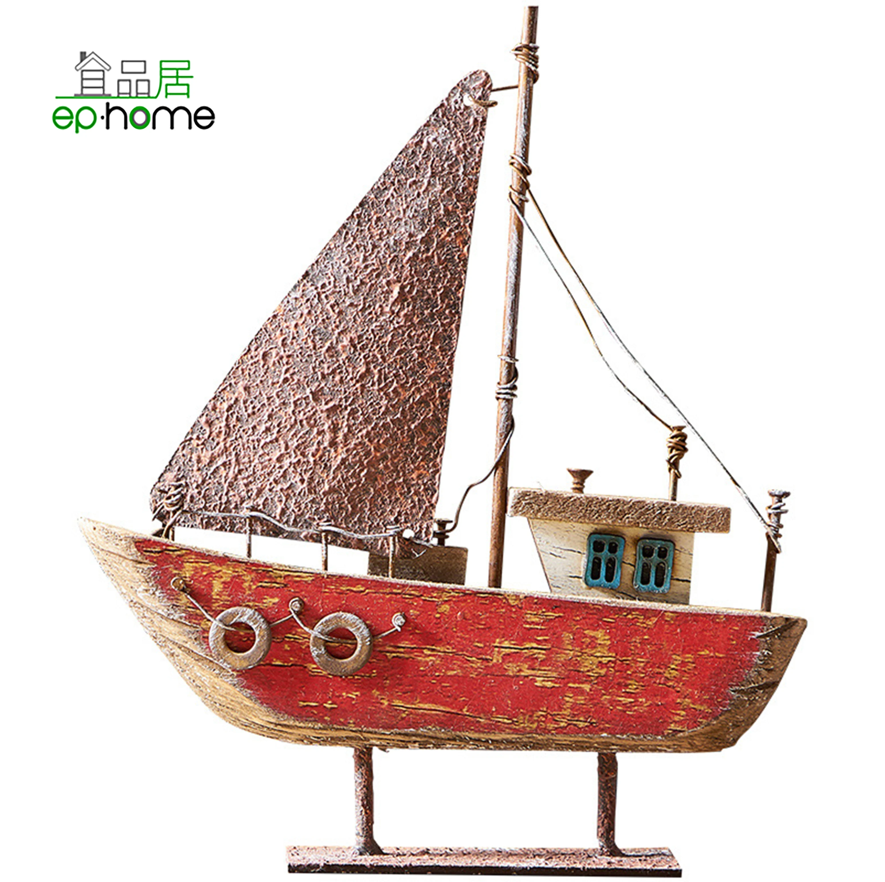 Wooden Sailboat Model, Sailboat Decor Ship Model Boat Wooden Miniature Sailing Boat Home Decor Set, Beach Nautical Design